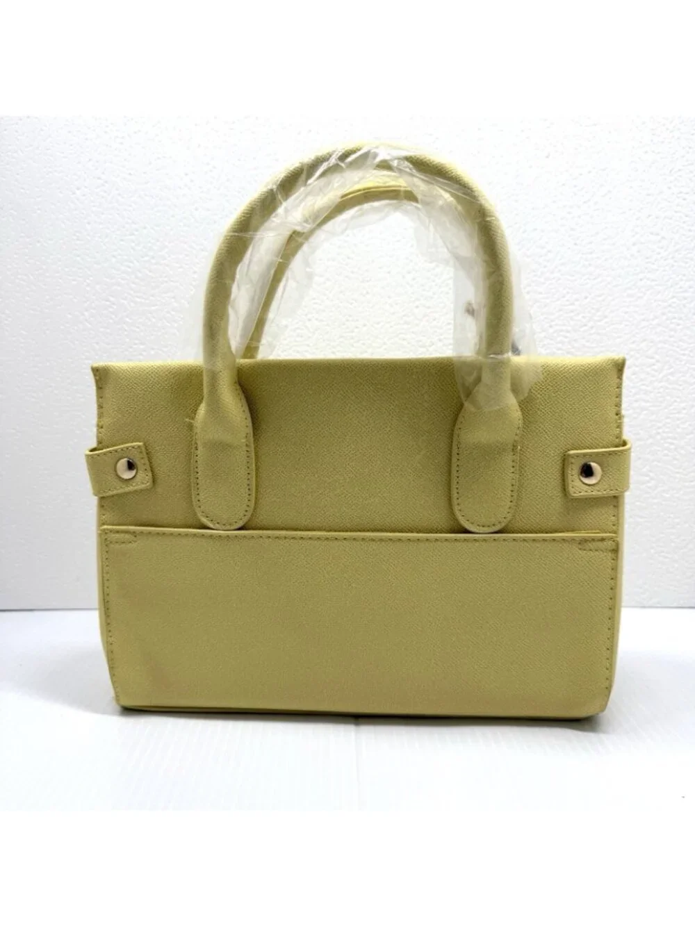 Bebe Yellow Satchel Handbag NWT Structured Top Handle Purse Gold Hardware